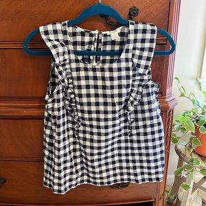 Checkered tank w/ ruffled sleeves